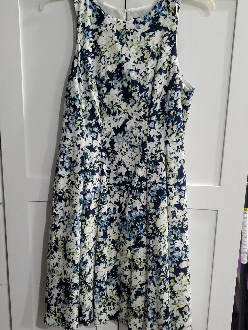 Liz Claiborne Navy, White & Green Floral Dress